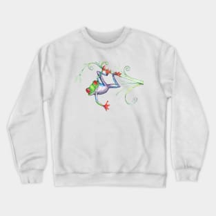 A tree frog hanging on a leaf Crewneck Sweatshirt